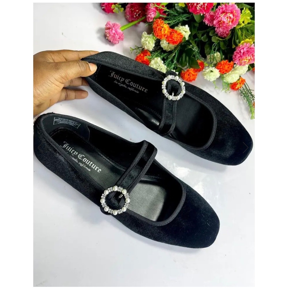 NWT-Juicy Couture Faux Velvet Flats Size 9.5